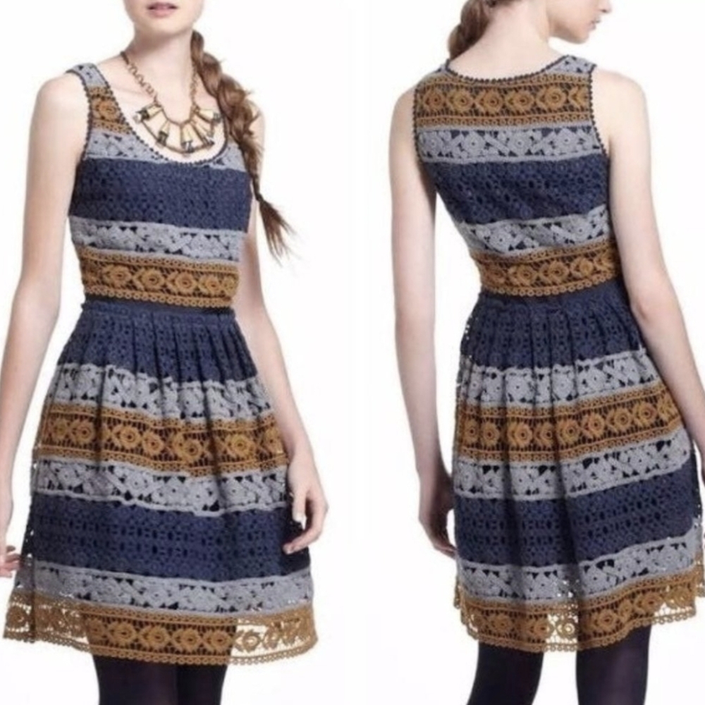Anthropologie Maeve Crochet Striped Dres